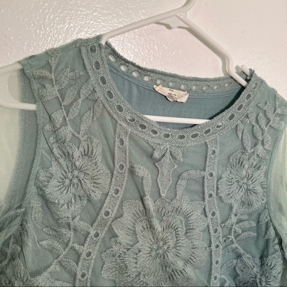 Entro Lace Blouse 3/4 Bell Sleeve Blue Green - Picture 6 of 11